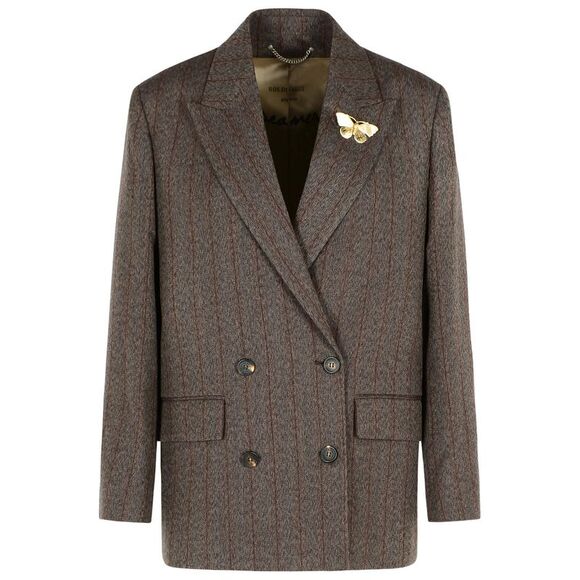 GOLDEN GOOSE Jackets & Blazers - Golden Goose Double-Breasted Pinstripe Dark Brown Wool Blazer Women